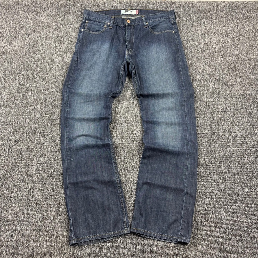 Y2K Baggy Levis 527 Slim Bootcut Dark Wash Blue Denim Jeans 36x32